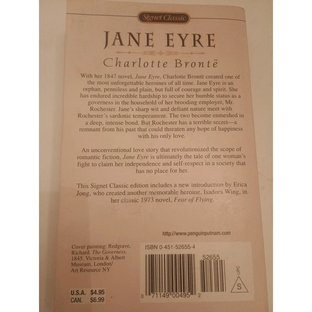 Jane Eyre Charlotte Bronte Paperback by Erica Jong Paperback Book